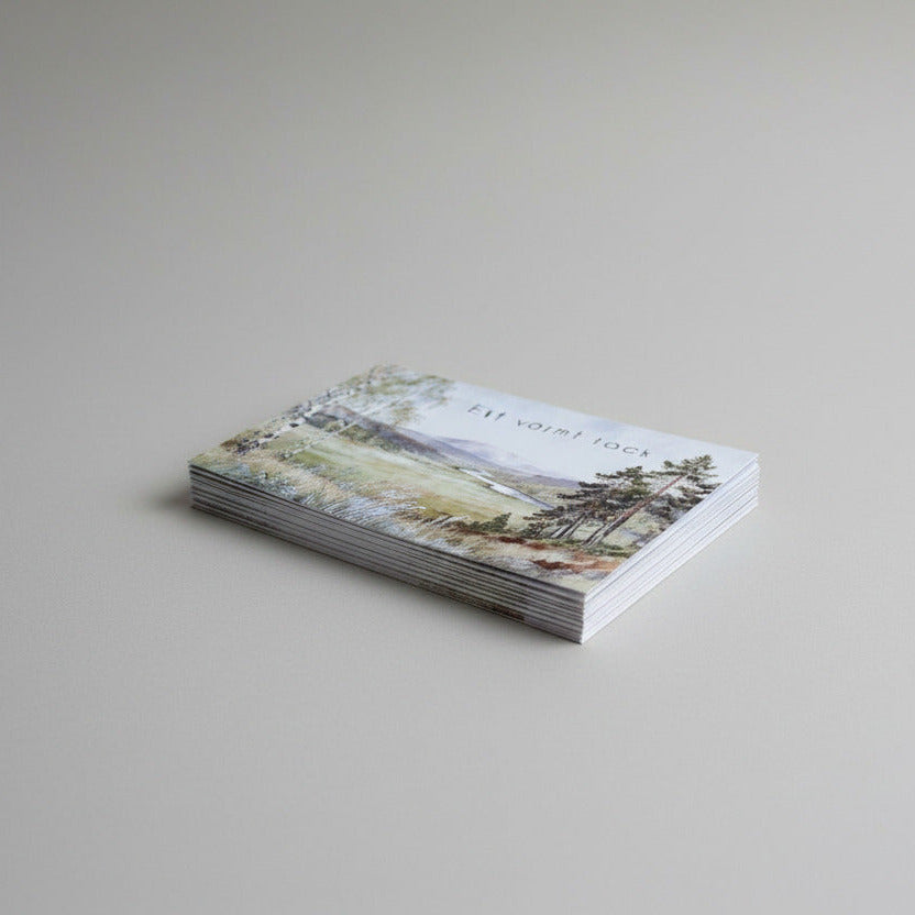 Färdiga tackkort till efter begravningen med motiv av natur. 10st inklusive kuvert.