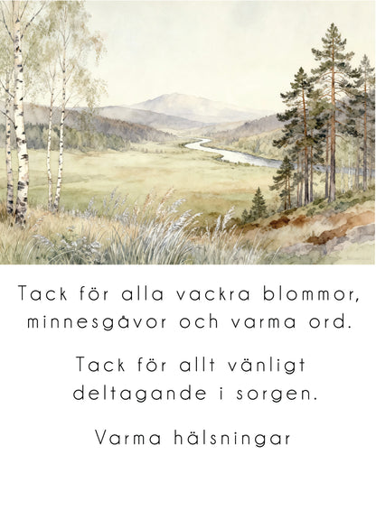 10st Färdiga tackkort till efter begravningen med motiv av natur inkl. FRANKERADE KUVERT. PORTO BETALT 10 x 22kr..