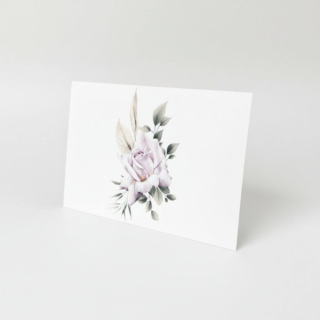 Lila ros i akvarell 20st inkl kuvert