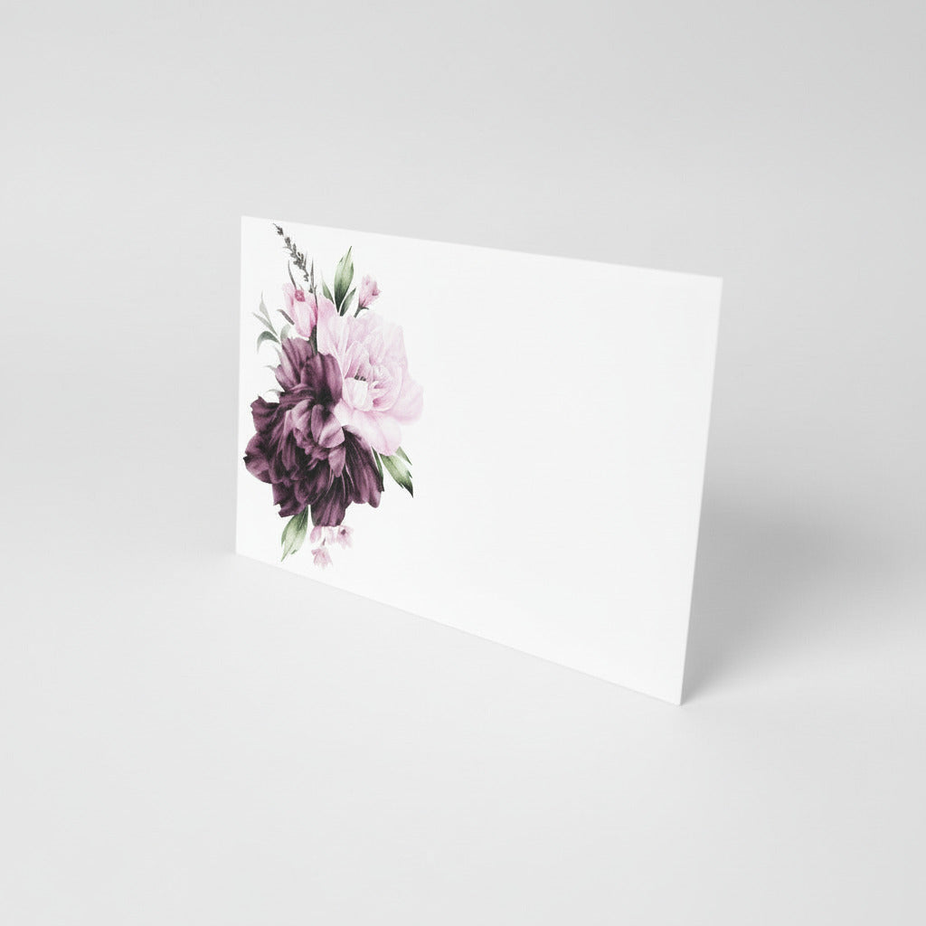 Rosa/lila pioner i akvarell 20st inkl kuvert