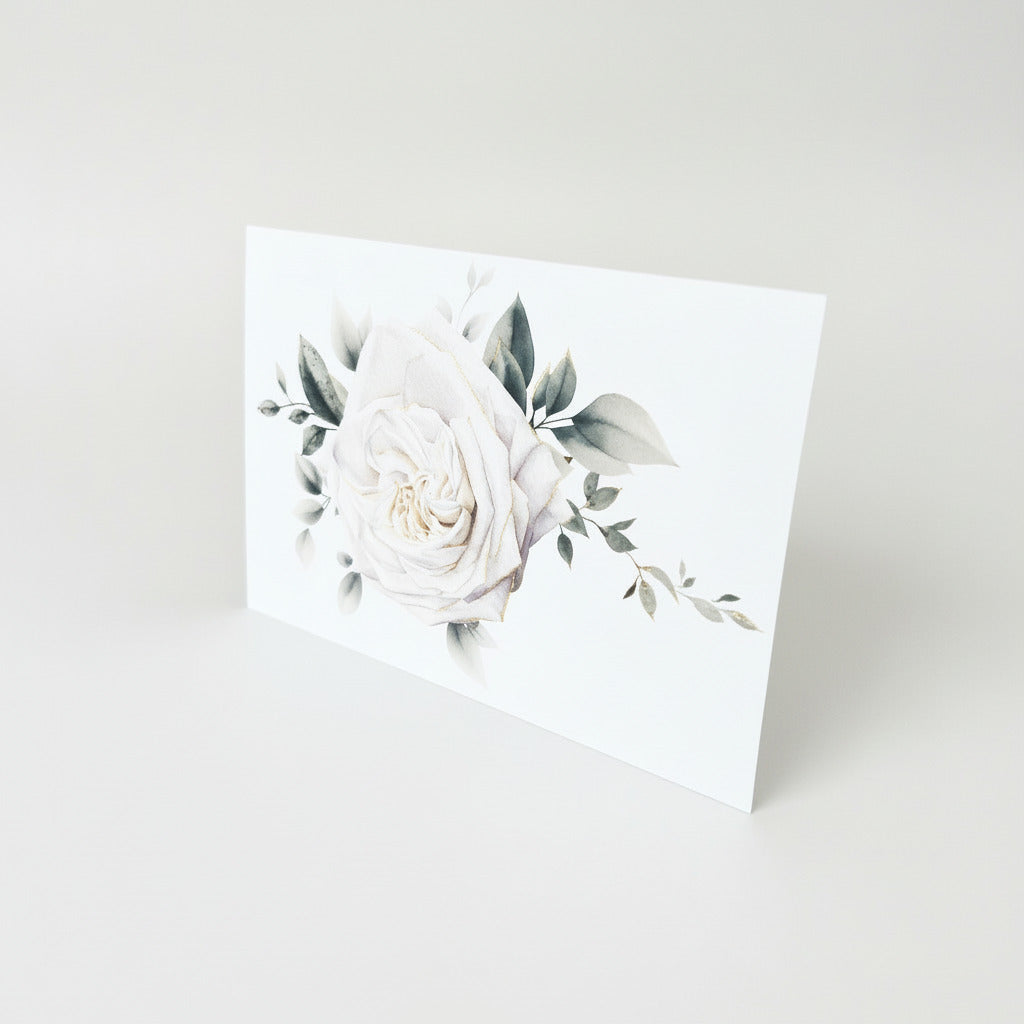 Vit ros i akvarell 20st inkl kuvert
