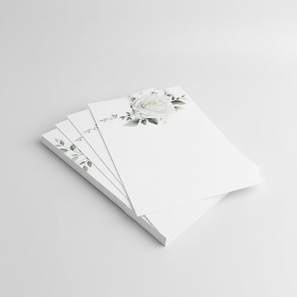 Vit ros i akvarell 20st inkl kuvert