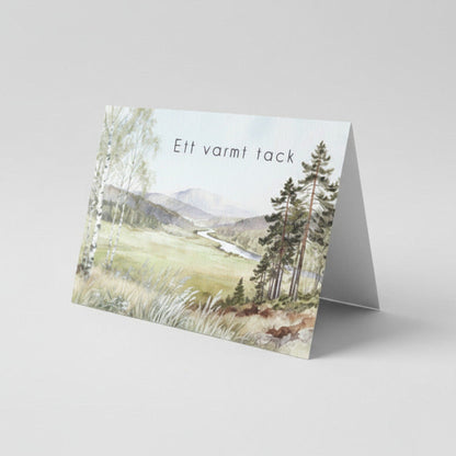 Färdiga tackkort till efter begravningen med motiv av natur. 10st inklusive kuvert.