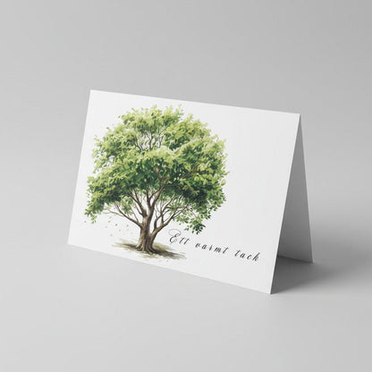 Färdiga tackkort till efter begravningen med motiv av ett träd. 10st inklusive kuvert.