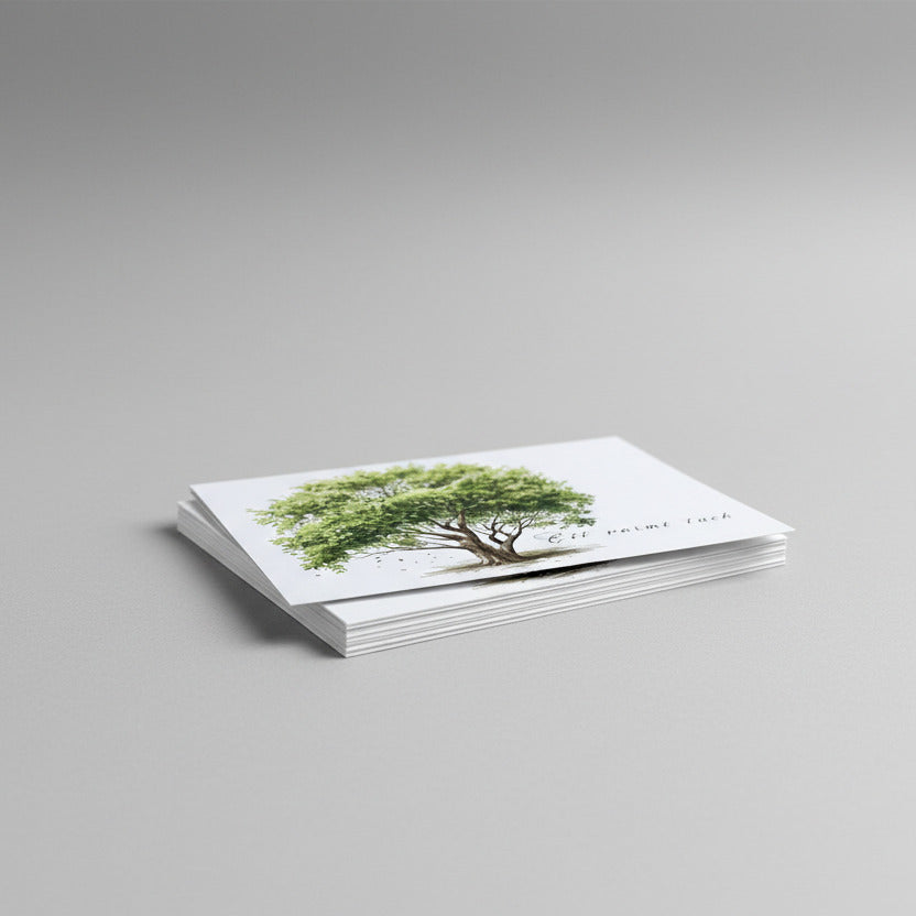 Färdiga tackkort till efter begravningen med motiv av ett träd. 10st inklusive kuvert.