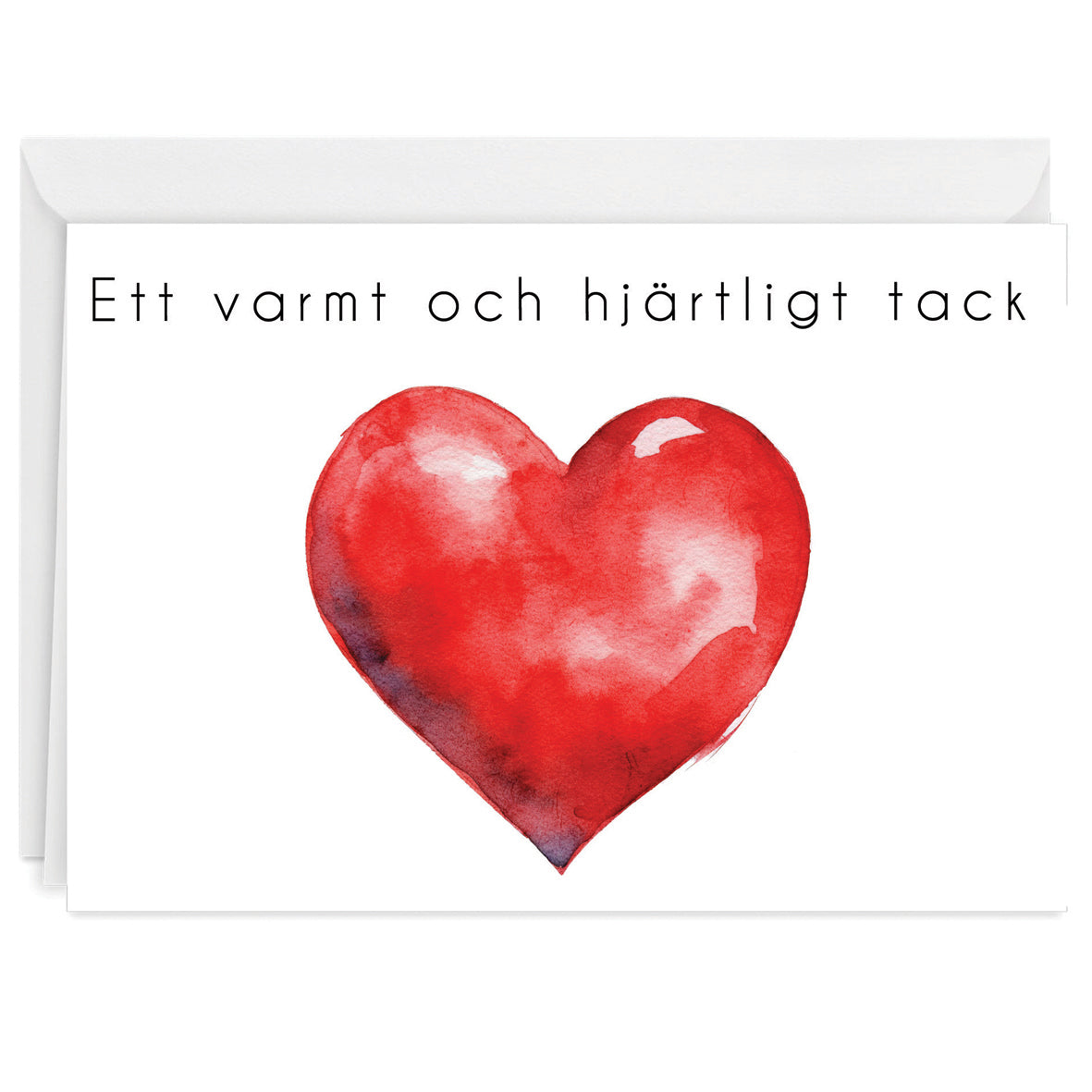 Färdiga tackkort till efter begravningen med motiv av rött hjärta. 10st inklusive ofrankerade kuvert.