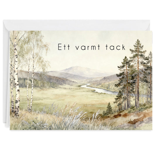 Tackkort efter Begravning > Färdiga tackkort till efter begravningen med motiv av natur 10 st inkl. ofrankerade kuvert