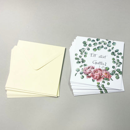 Large card - 10 pcs including envelope 12.5 x 12.5 cm