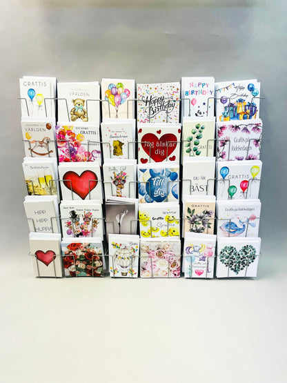 Wall rack 30 motifs with 150 large cards including envelopes.