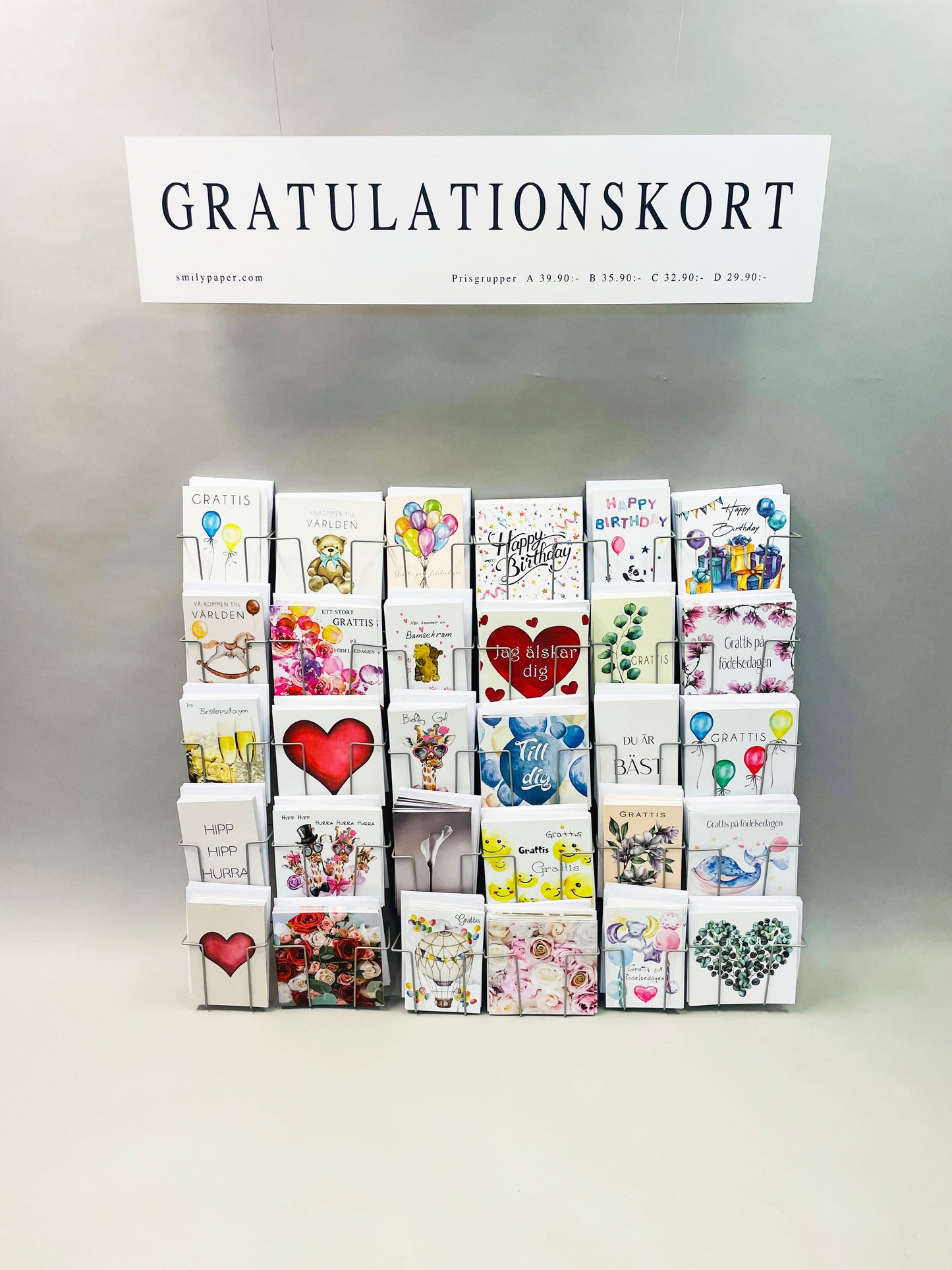 Wall rack 30 motifs with 150 large cards including envelopes.